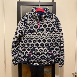 Vineyard Vines Kids' 1/4 zip - Navy and Cream Fair Isle Exploded Sherpa